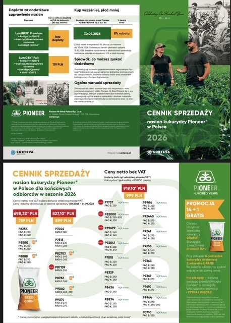 Kukurydza nasiona Pioneer P8834 oryginał