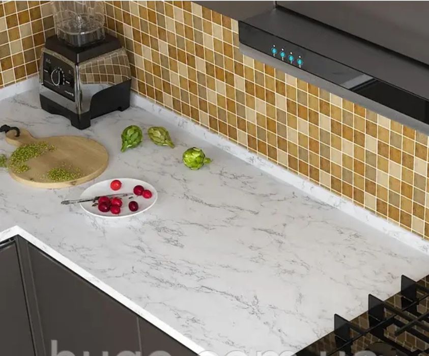 Самоклеющаяся защитная пленка Supretto Мрамор черный белый 2м 5м*60см