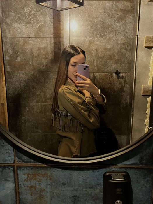 Рубашка с бахрамой хаки zara oversize C-M