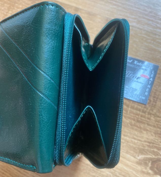 Zielony portfel Elkor skórzany skóra naturalna nowy