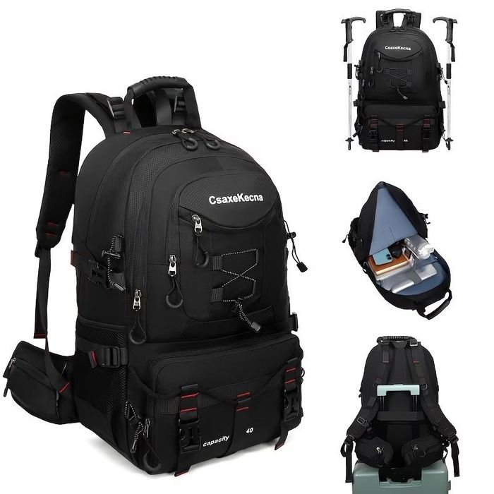 Mochila de Viagem,Caminhada 40L . Impermeável . Compartimento para Portátil . Preta
