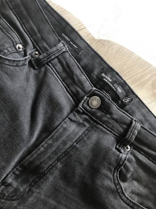 Bershka spodnie high wysoki stan stretch 38 M rozciągliwe długie grafi
