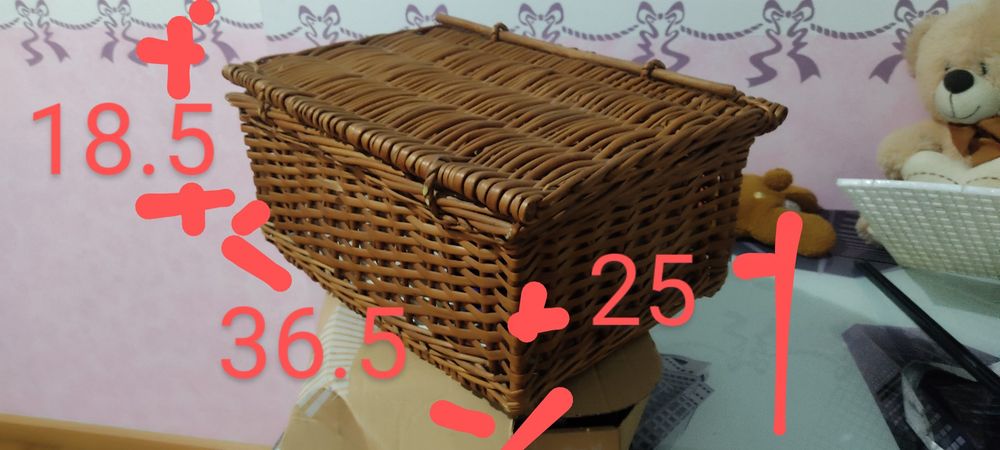 Cesta de verga vintage 40x20x30