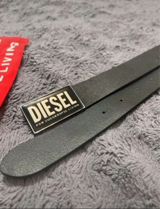 Pasek skórzany Diesel czarny