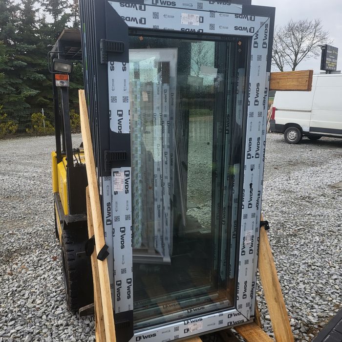 Drzwi PCV 90x190/100x195 antracyt trzyszybowe