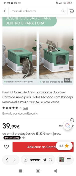 Caixa de areia para gato fechada e desmontavel