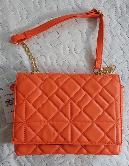 Śliczna nowa pikowana pomarańczowa torebka torba green SinSay