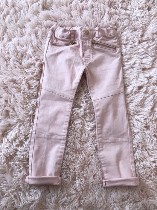 Spodnie rozowe treginsy jeansy jegginsy h&m zamki nowe r.98