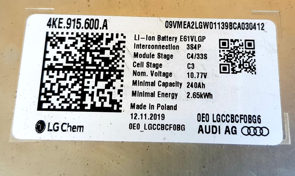 Moduł baterii bateria Audi 4KE915600A LG Chem 2.65kWh NOWE