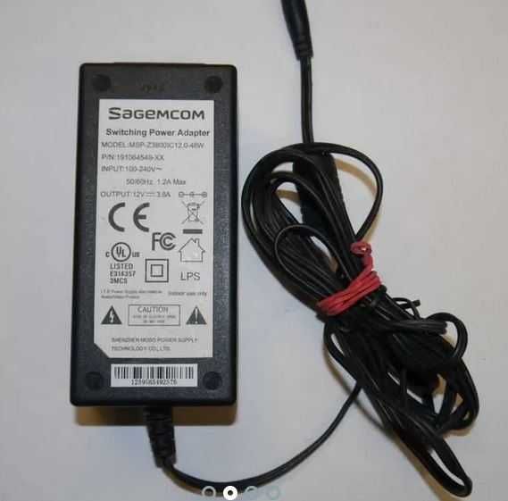 2x Zasilacz SAGEMCOM 12V 3,8A 48W wtyk 5,5 x2,1 mm