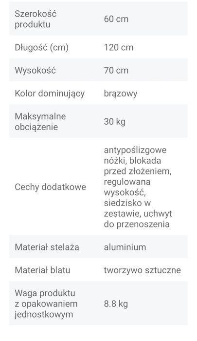 Składany stolik turystyczny