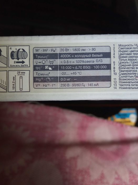 Лампа LED OSRAM 20 W .4000K. 1800lm. дл.1м.50 см. холодный белый.Новые