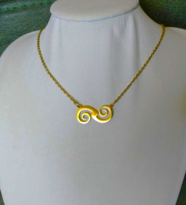 Colar Aço Dourado c/ Infinito Trabalhado NOVO