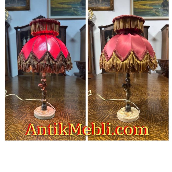 Настільна лампа світитьник бронза онікс текстиль 7563