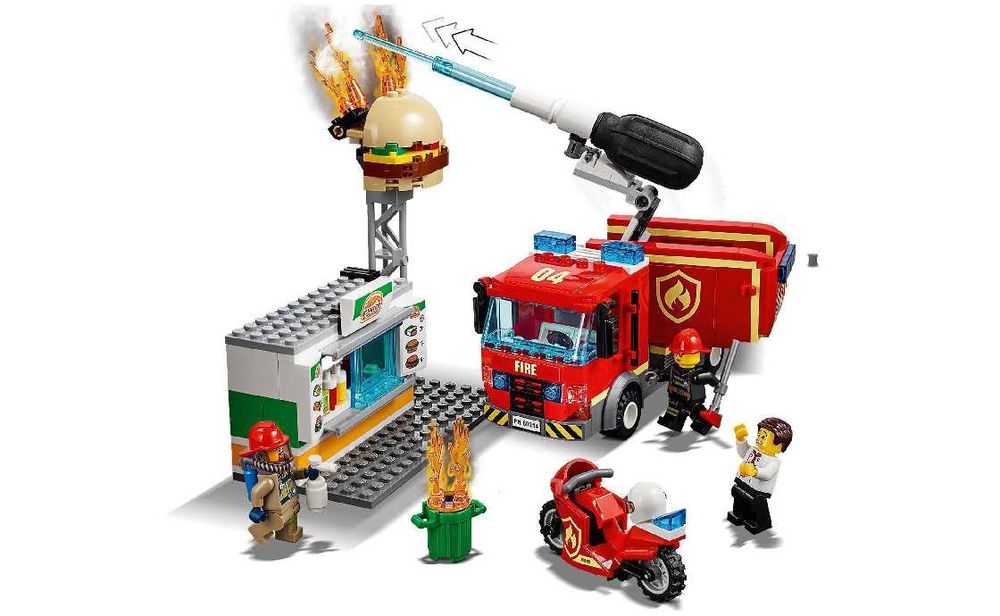 LEGO City Пожежна машина — Мотоцикл — Справжній бар (60214) + Подарунок 4 фігурки!