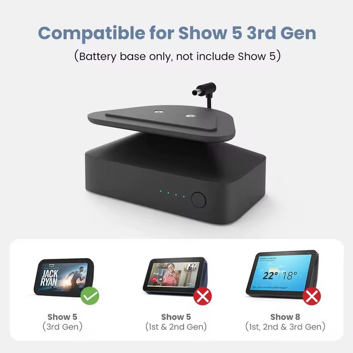 Base de bateria ggmm 10000mah para amazon echo show 5 base portátil de