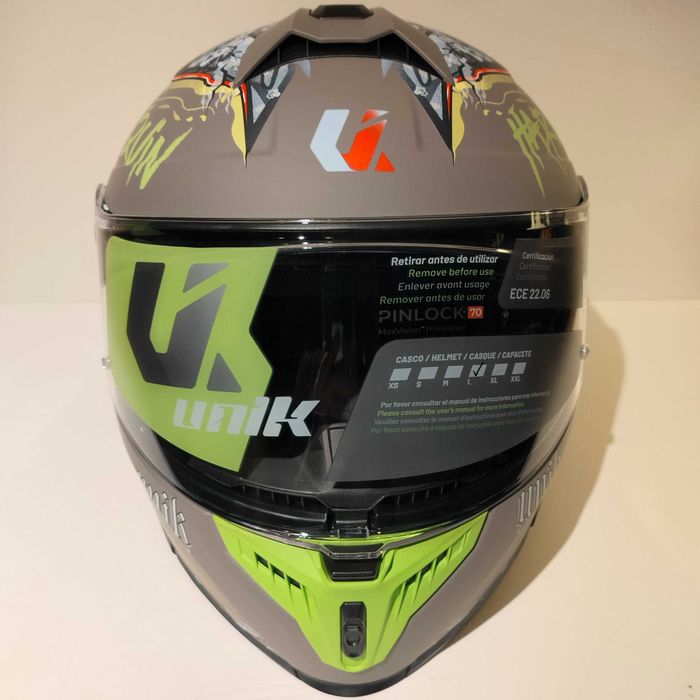 Capacete Integral Unik Ultra DV Harlequin Grey mota scooter novo