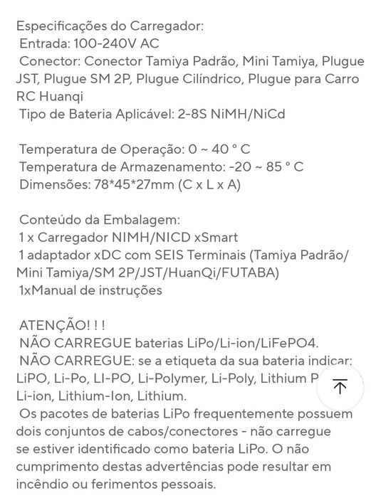 Carregador bateria 2.4V a 12V
