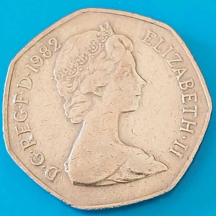 1982 50 Pence Coin, Queen Elizabeth II