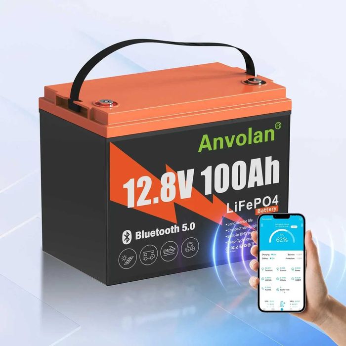 НАЯВНІСТЬ! Акумулятор для ДБЖ Anvolan LiFePO4 12,8V 100Ah (+ Гарантія)