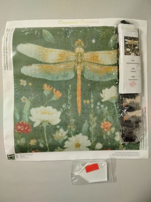 Haft diamentowy 40x40 ważka