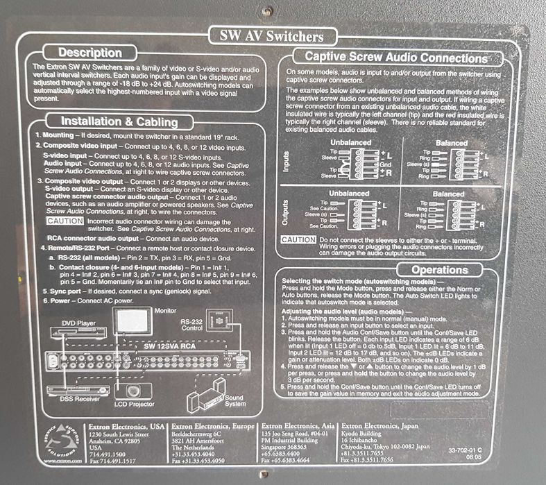 Switch Video/Audio EXTRON 8AV-RCA