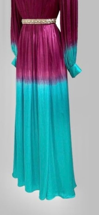 Vestido longo em dois tons