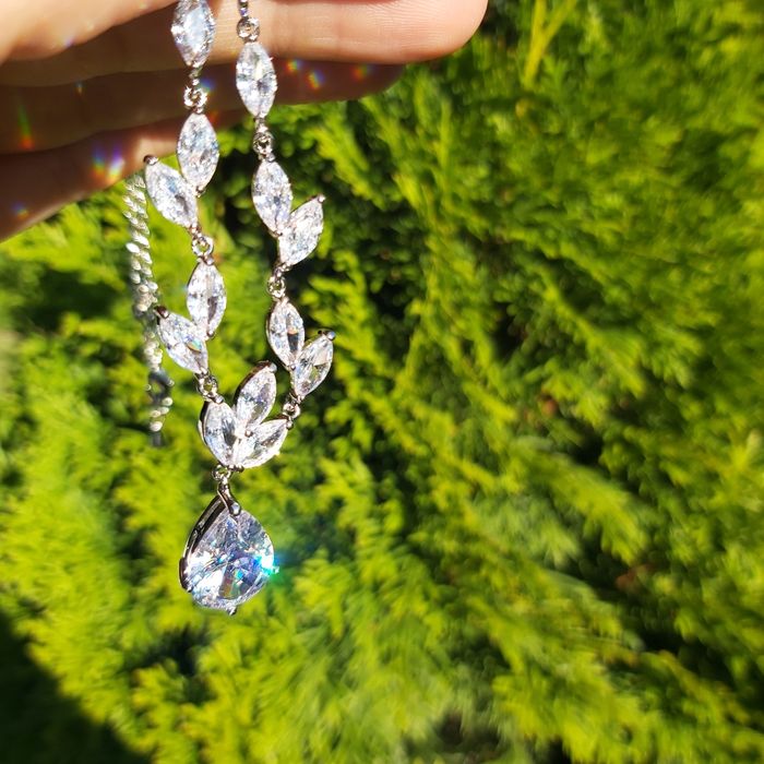 Nowy komplet biżuterii łańcuszek I kolczyki biżuteria ślubna prezent