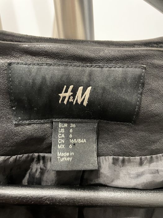 H&M Kurtka Skórzana Ramoneska Czarna S/36