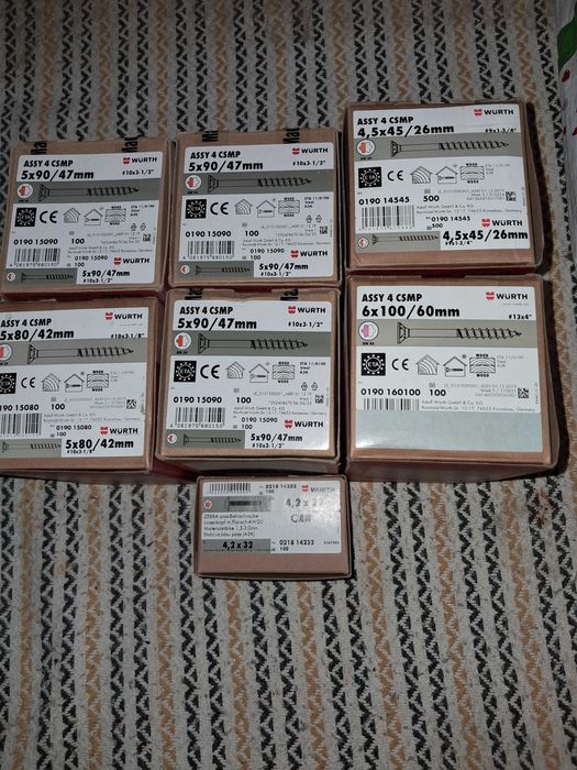 Wkręty Wurth 5x90, 5x80, 4x45, 6x100, 4,2x32