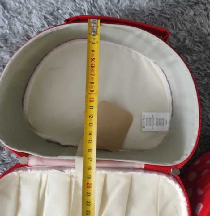 3 sztuki kosmetyczka kuferek czerwone w grochy