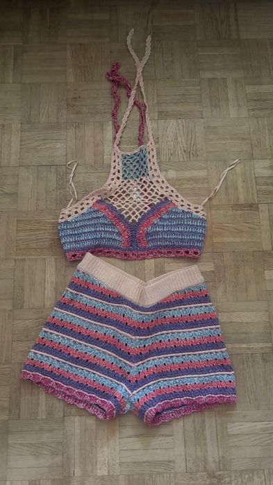 Zara spodenki i top set szydełkowy