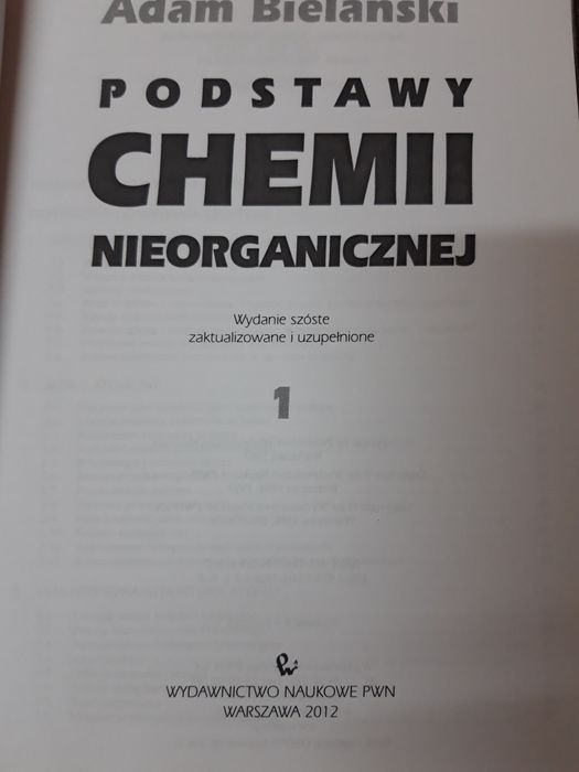 Podstawy chemii nieorganicznej 1" A.Bielański"