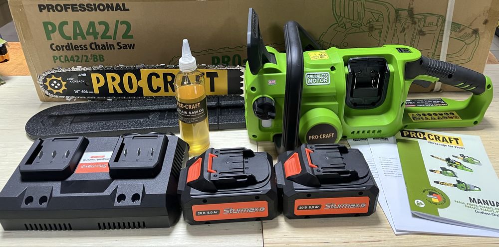 Пила акумуляторна PROCRAFT PCA42/2 /акб 4 А/г/ шина 40см/Гарантія 3рок