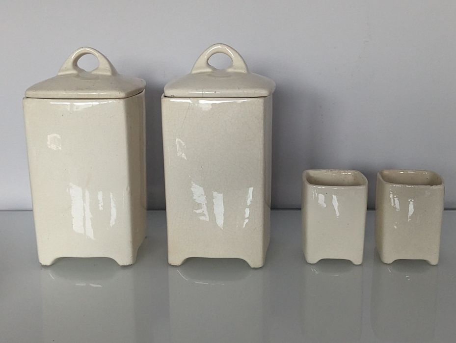 Przedwojenne pojemniki kuchenne Fajans Chodzież IIRP