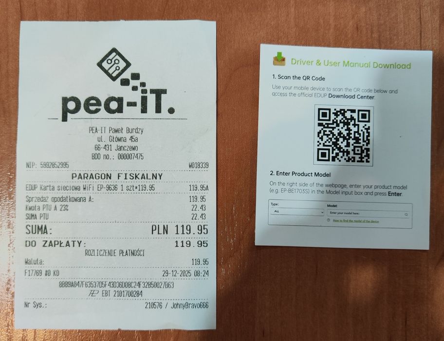 Karta sieciowa PCI-E do komputera PC WiFi 6 Bluetooth 5.1 max 3000Mb/s