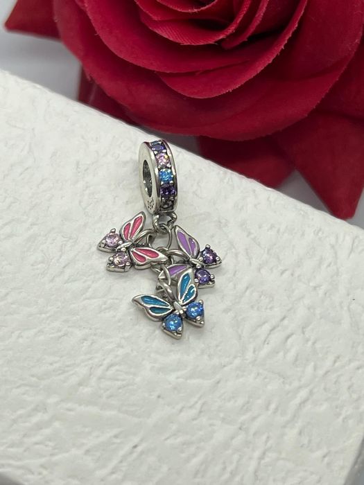 Charm's srebrny zawieszka motyle cyrkonie S925