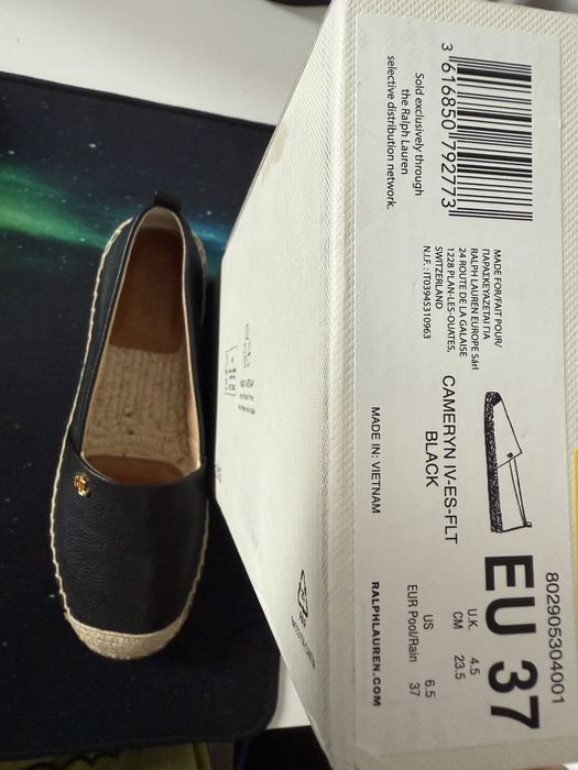 Nowe skórzane espadryle marki Ralph Lauren rozm.37 - 100% oryginał