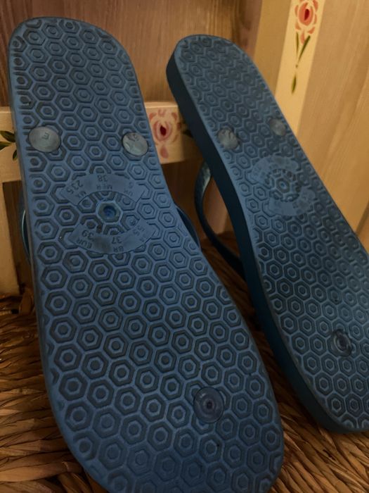 Chinelos Brasileiras azul com flores