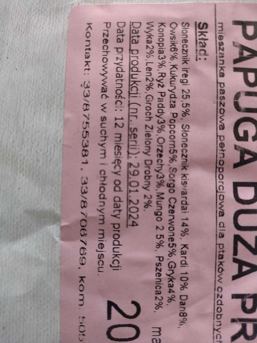 Mieszanka Papuga Duża