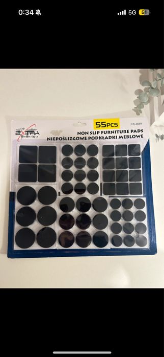 Antypoślizgowe podkładki meblowe - 55 elementów
