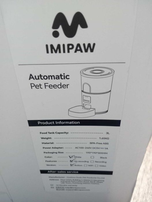 Alimentador Automático IMIPAW 3L – Taça BPA-Free (Branco)