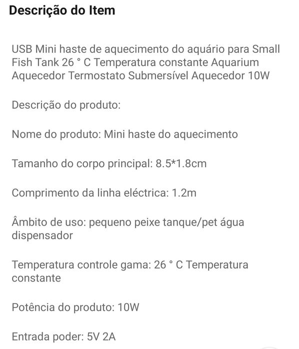 Termóstato aquario de grande qualidade. 10w. Até 26°