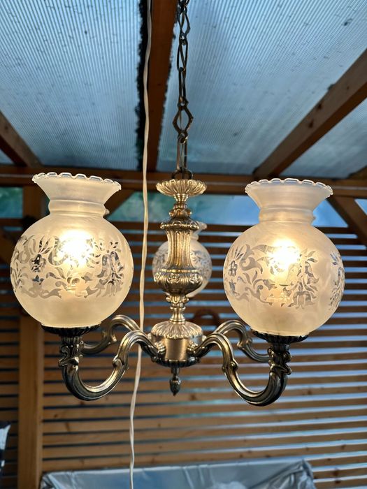 Zyrandol srebny 5 ramion vintage