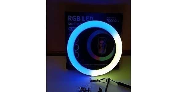 Лампа кільцева ргб 26 см. На штативе 2 м, Для фото и відео, блога.