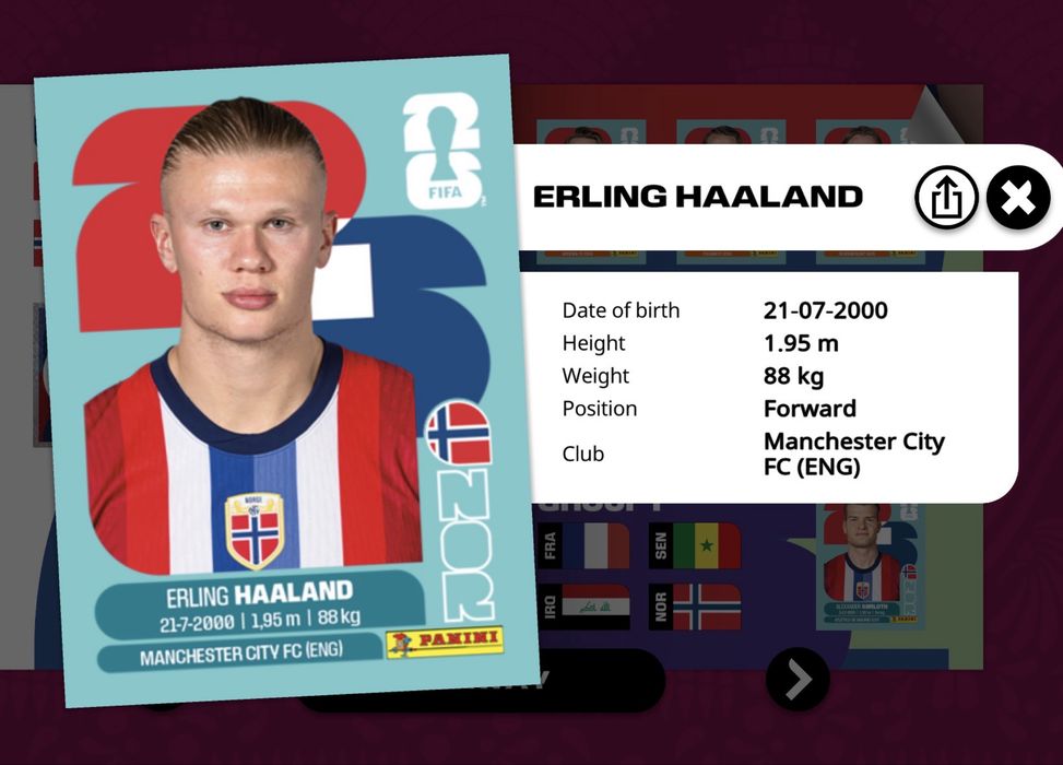 Цифрові стікери Panini World Cup 2026 (Messi, Cristiano Ronaldo, Mbappe Kane Salah Halland Yamal та інші)