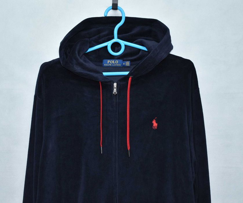 Ralph Lauren Polo Welurowa Rozpinana Bluza z Kapturem M