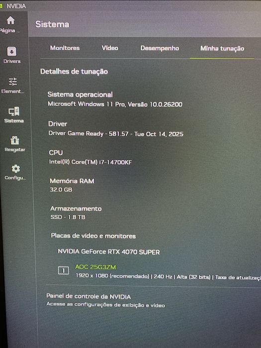 Pc gamer RTX 4070 SUPER 12GB 32GB RAM I7-14700KF