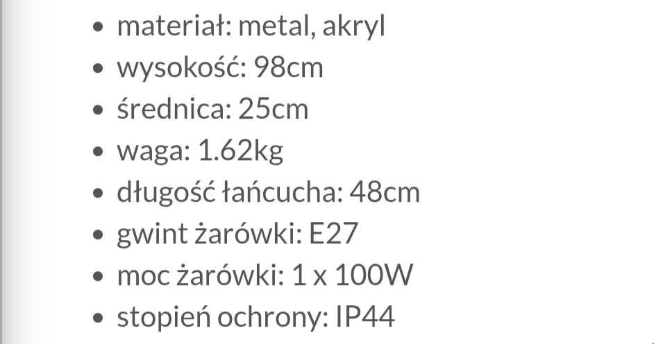 Lampy wiszące 8 sztuk 100 cm