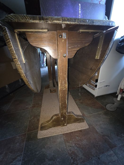 Mesa de jantar  rústica de madeira maciça dobrável 2 abas